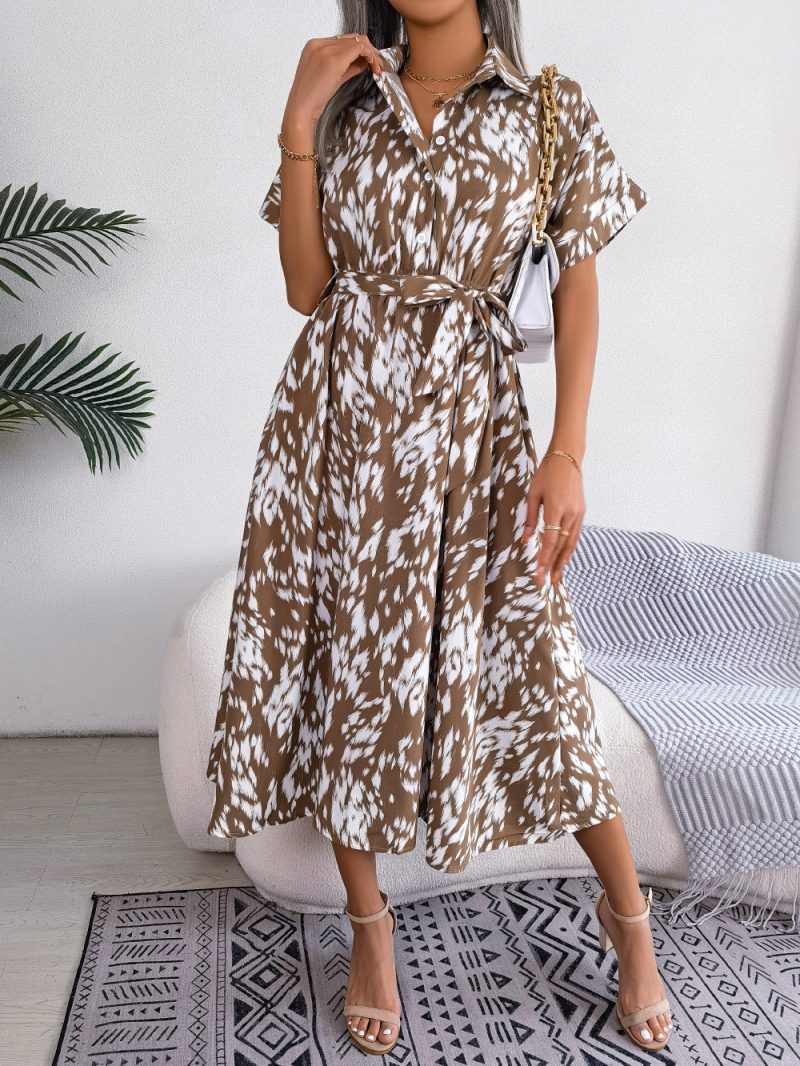 Casual Loose Leopard Print Lace-Up Summer Dress - Image 5