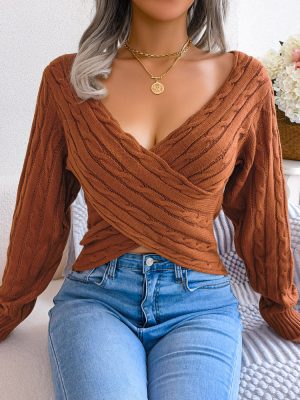 Criss Cross V-Neck Twist Cropped