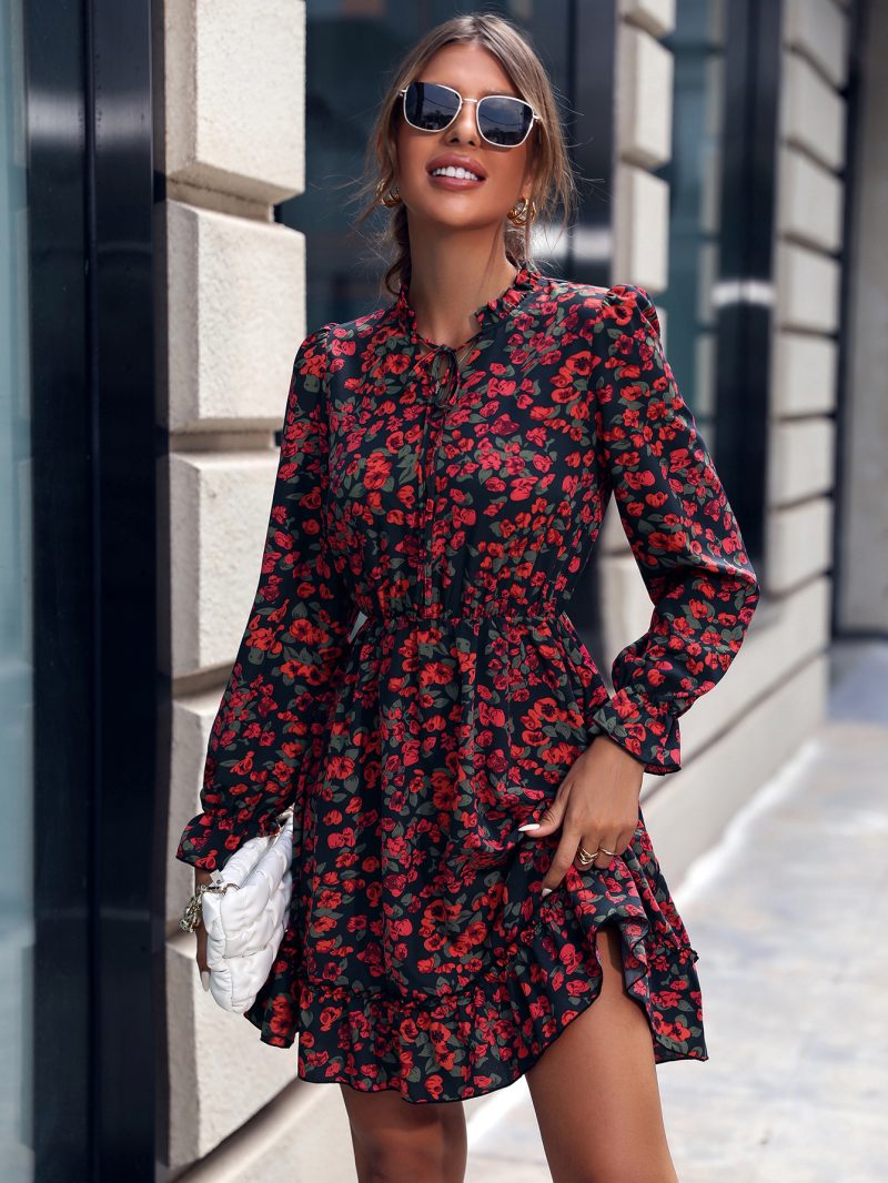 Women's Printed Loose Long-Sleeve Dress - Image 3