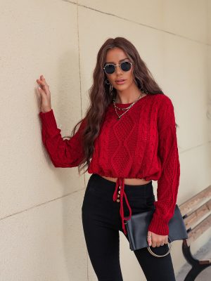 Round Neck Knitted Casual Sweater