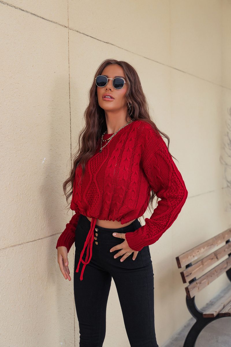 Round Neck Knitted Casual Sweater - Image 2