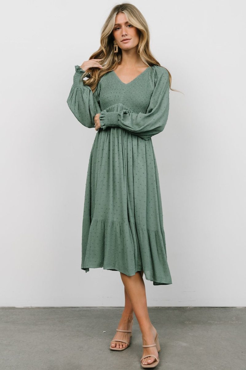 V-Neck Flounce A-Line Hem Dress