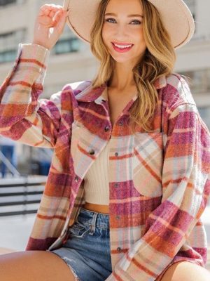 Plaid Lapels Woolen Coat