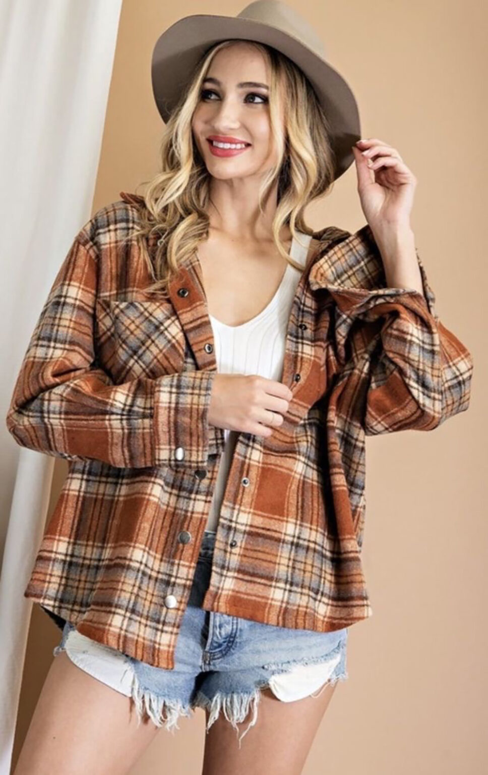 Plaid Lapels Woolen Coat - Image 4