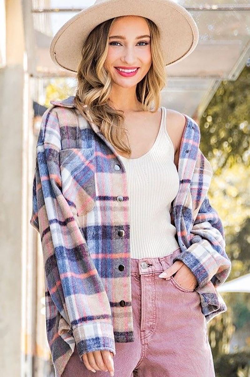 Plaid Lapels Woolen Coat - Image 6