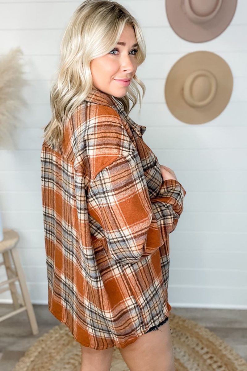 Plaid Lapels Woolen Coat - Image 2