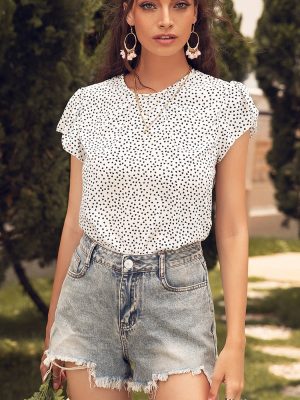 Floral Polka Dot Short Sleeve Top for Women