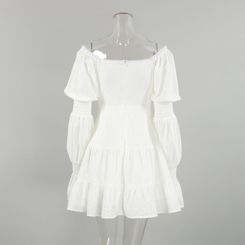 Bohemian Pure Cotton White Puff Sleeve Dress - Image 5