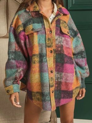 Fleece Collared Plaid Jacket