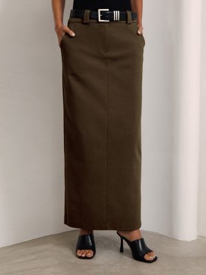 Gray Split High Waist Straight Skirt