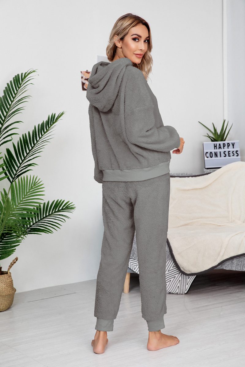 Double-Sided Velvet Hooded Sweater Pajama Suit for Women - Image 7