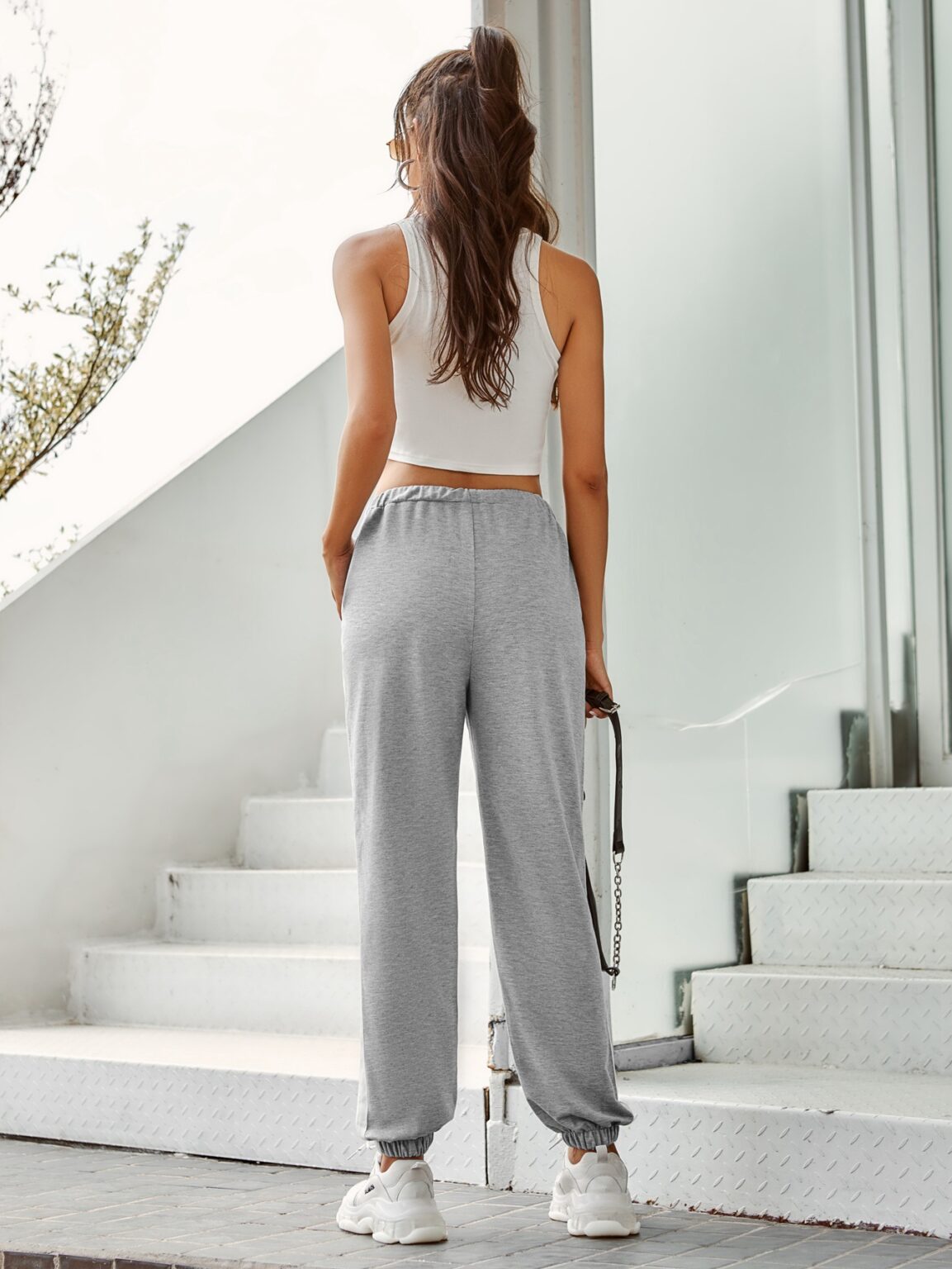 High Waist Striped Sports Pants - Image 2