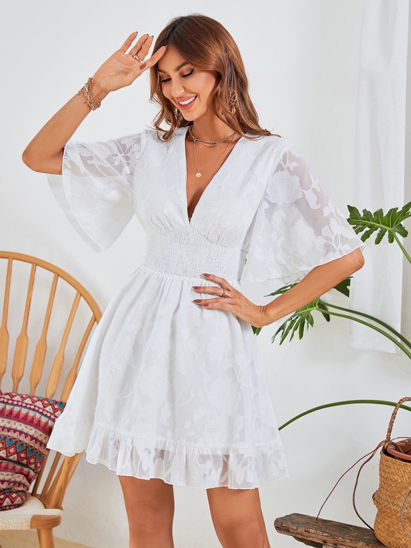 Chiffon Floral Ruffle A-Line Dress - Image 6