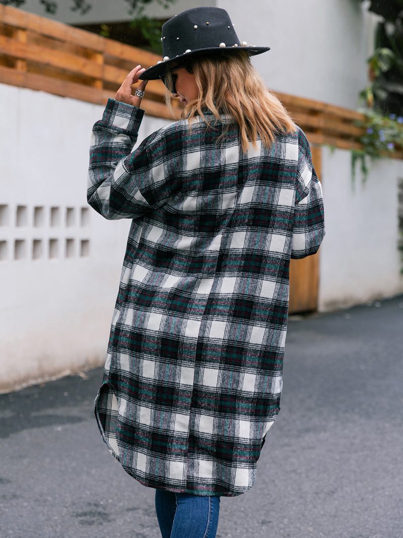 Woolen Plaid Loose Coat - Image 2