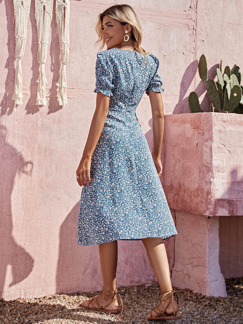 French Retro Slit Mid-Length Dress - Image 2