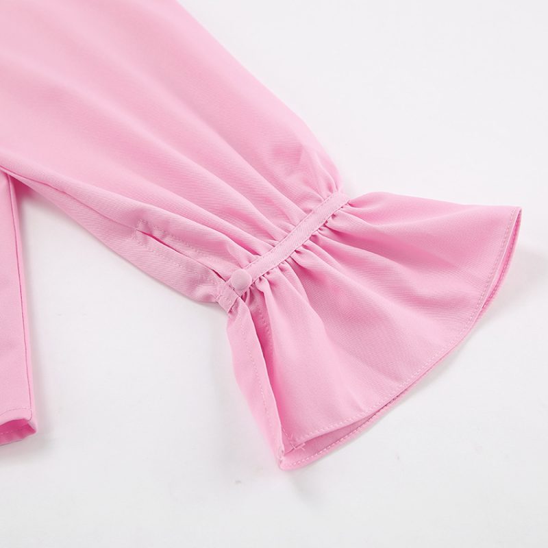 French Ruffled V-neck Puff Sleeve Shirt - Image 6