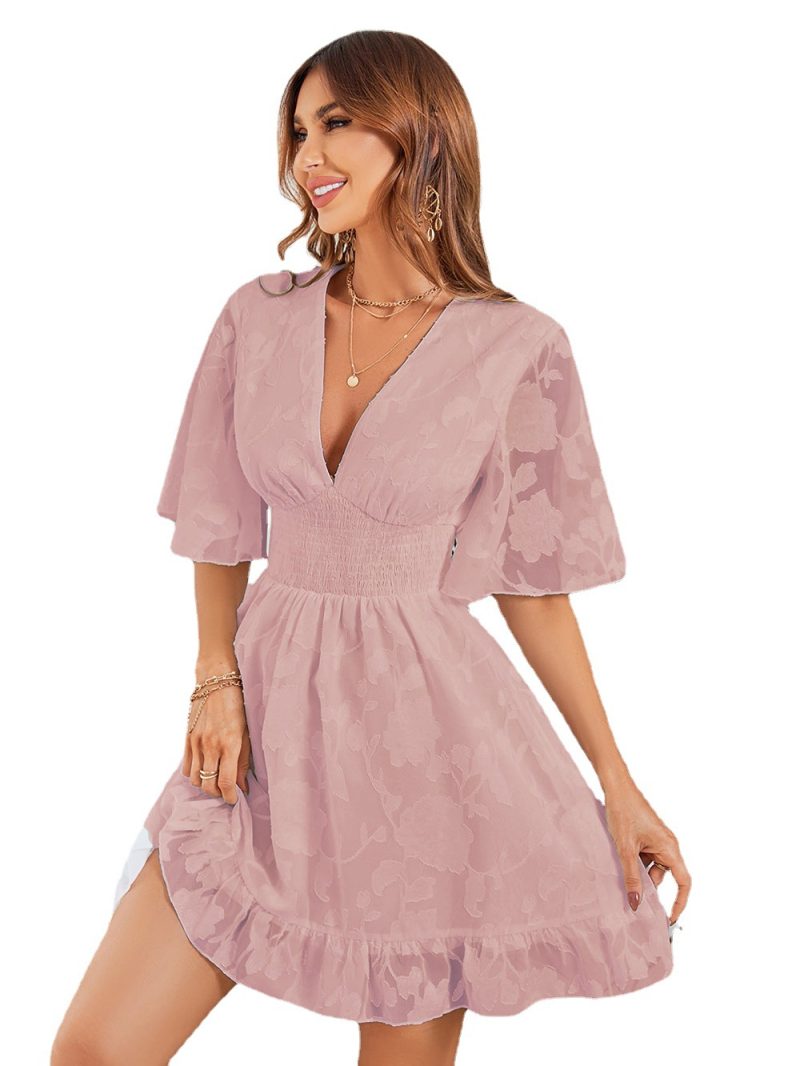 Chiffon Floral Ruffle A-Line Dress - Image 4