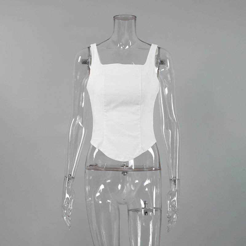 Sultry White Square Collar Sleeveless Camisole - Image 5