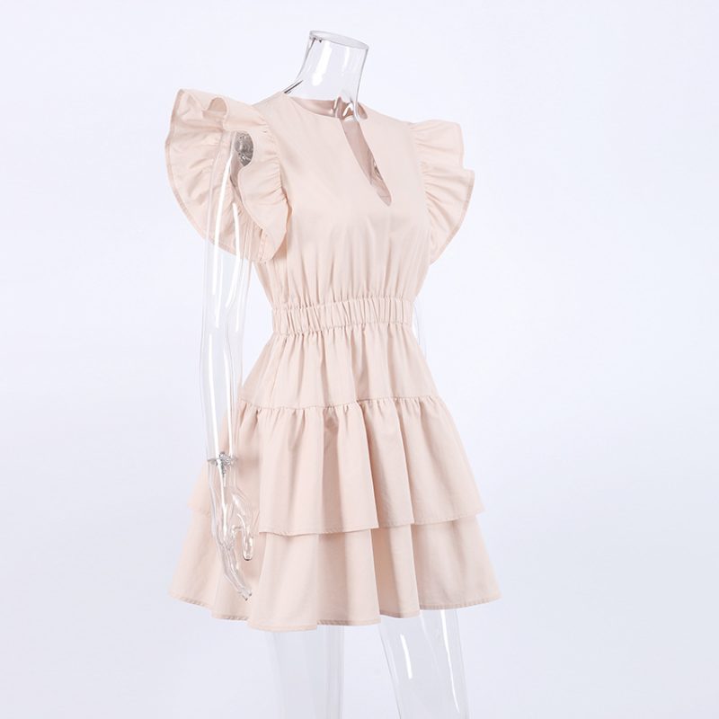 Short Tiered Cotton Dress with Hollow Out Design - Image 5