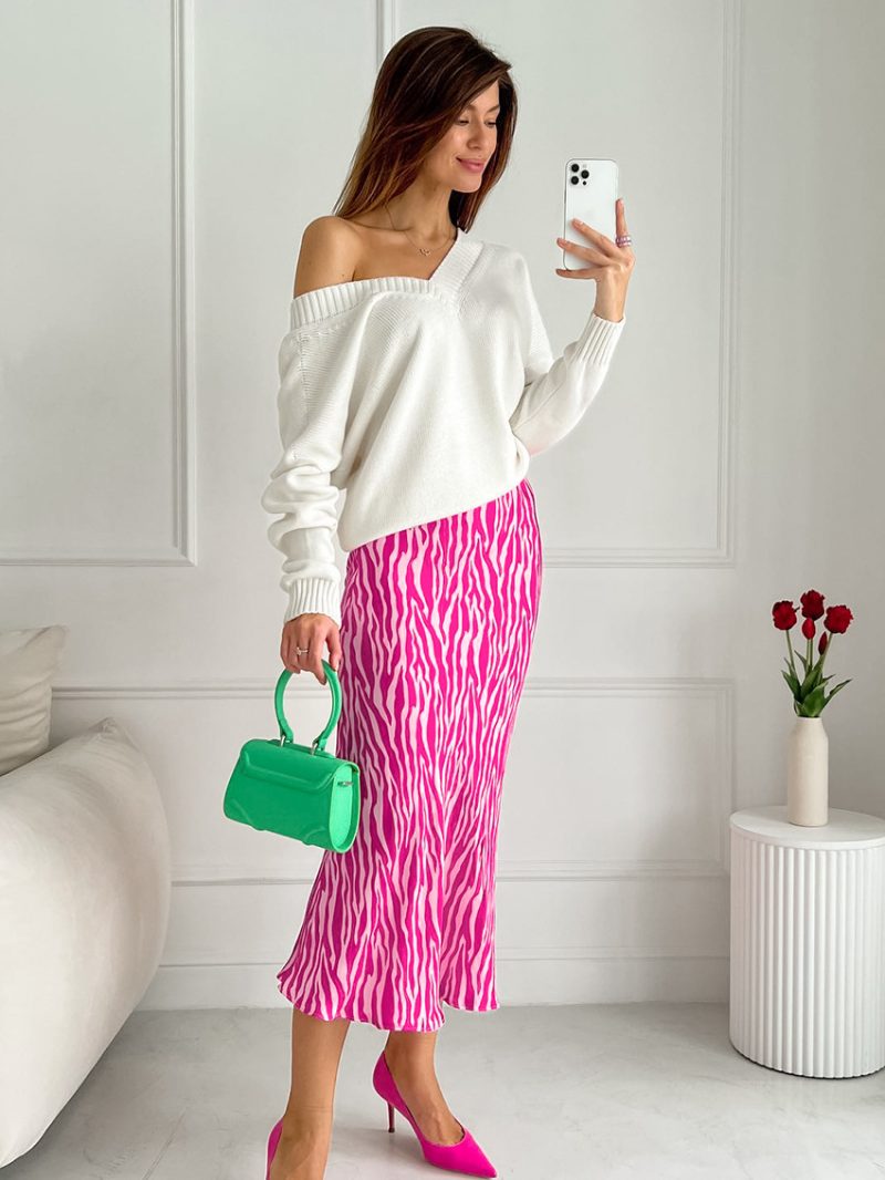French Design Zebra Pattern High Waist Fishtail Skirt - Image 6
