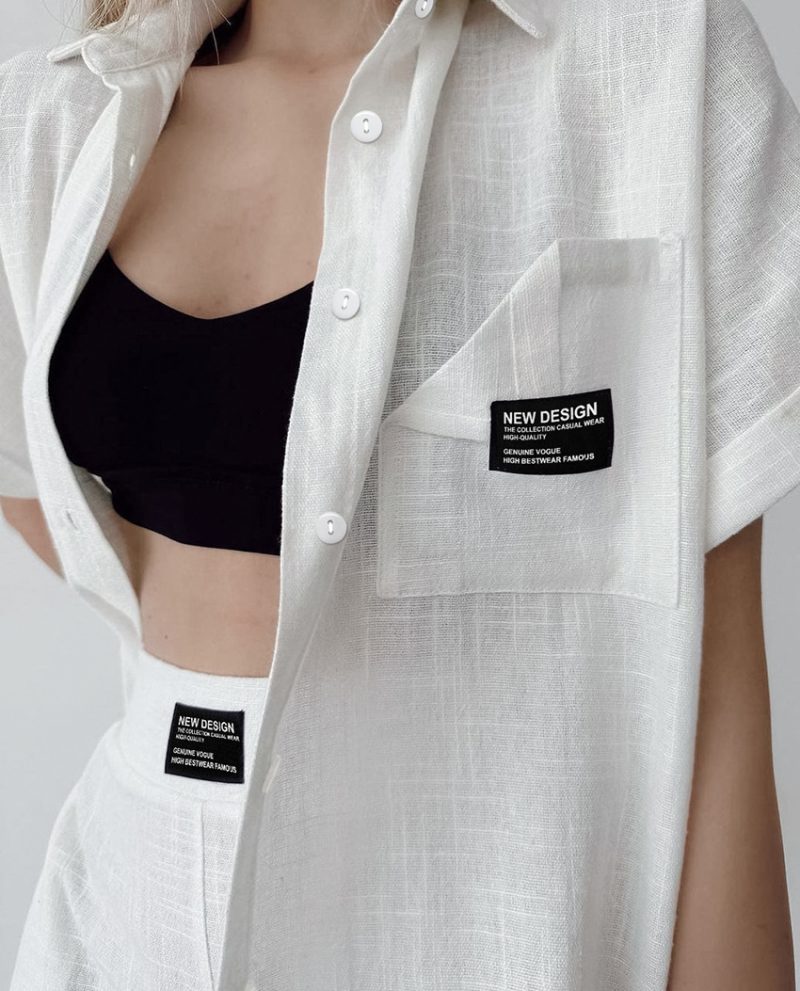 Casual Cotton Linen Short Sleeve Shirt and Shorts - Image 3