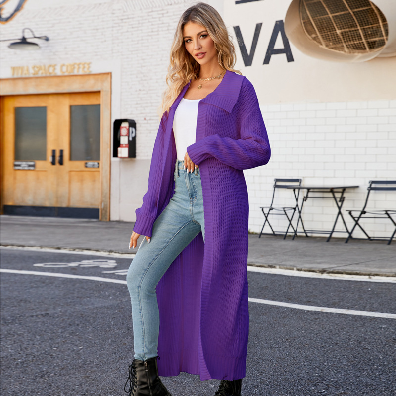 Purple Long Sweater Coat