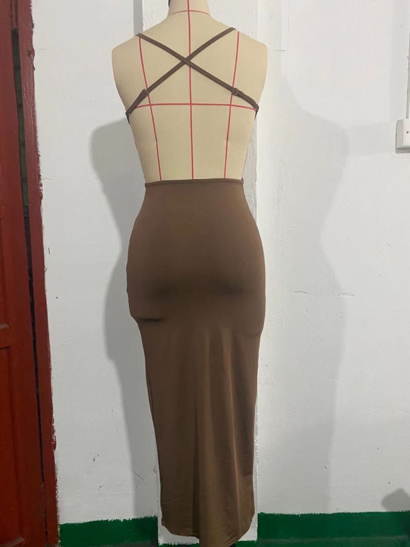 Sexy Backless Lace-Up Suspender Sheath Dress - Image 5