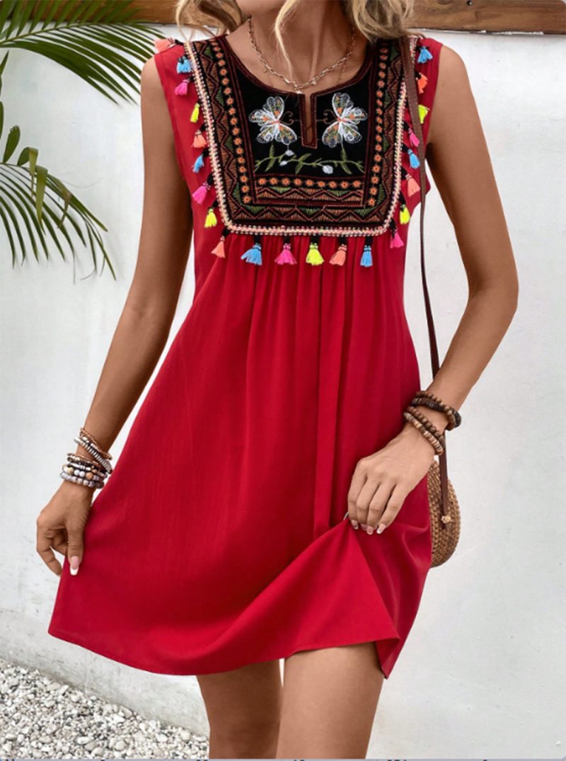 National Round Neck Sleeveless Dress - Image 5