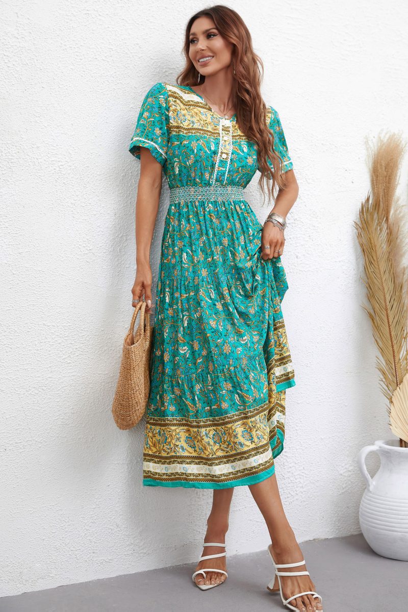 Printed Short Sleeve Women's Dress - Image 2