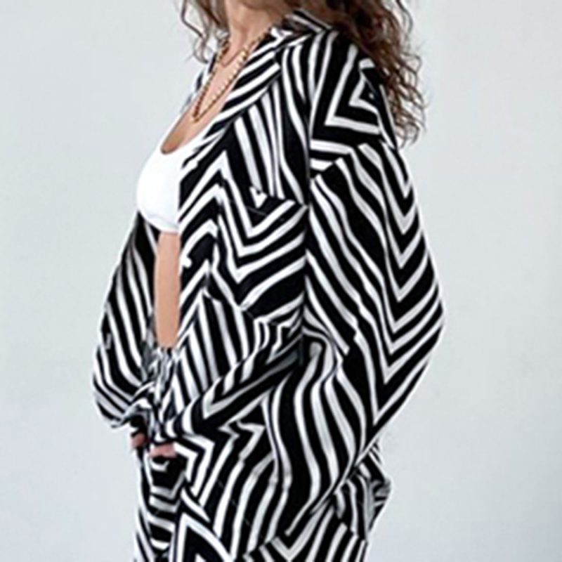 Black & White Striped Shirt and Trousers Set - Image 4