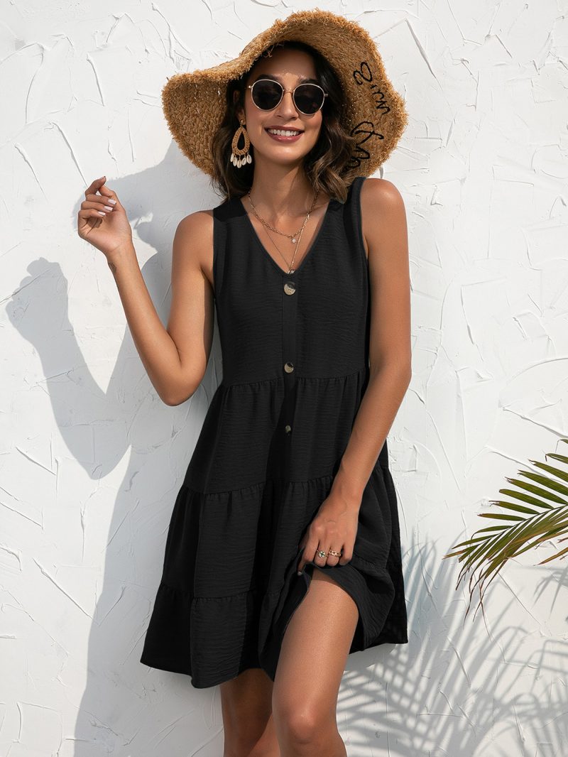 Buttoned Sleeveless V-Neck Vest for Women - Image 6