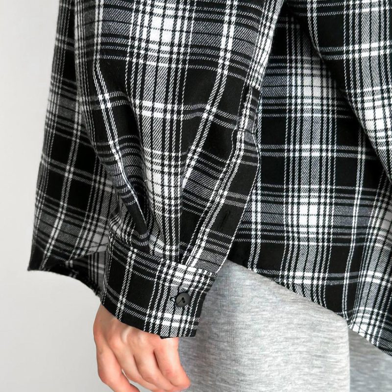 Retro Lapels Long Sleeve Plaid Shirt - Image 4