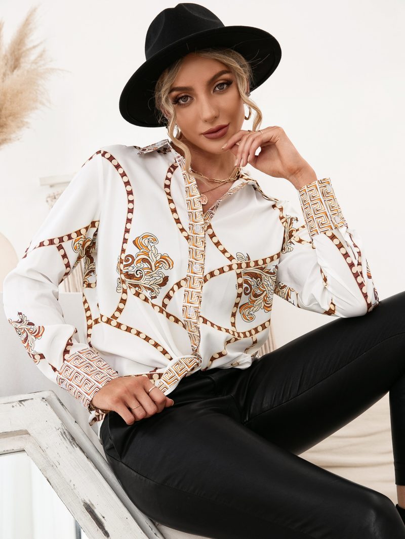 Printed Long Sleeve Pullover Shirt for Women - Image 3