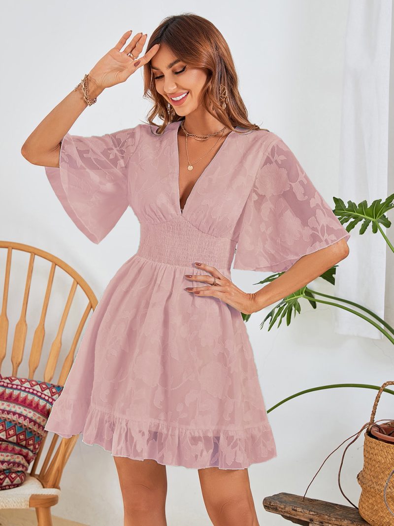 Chiffon Floral Ruffle A-Line Dress - Image 10