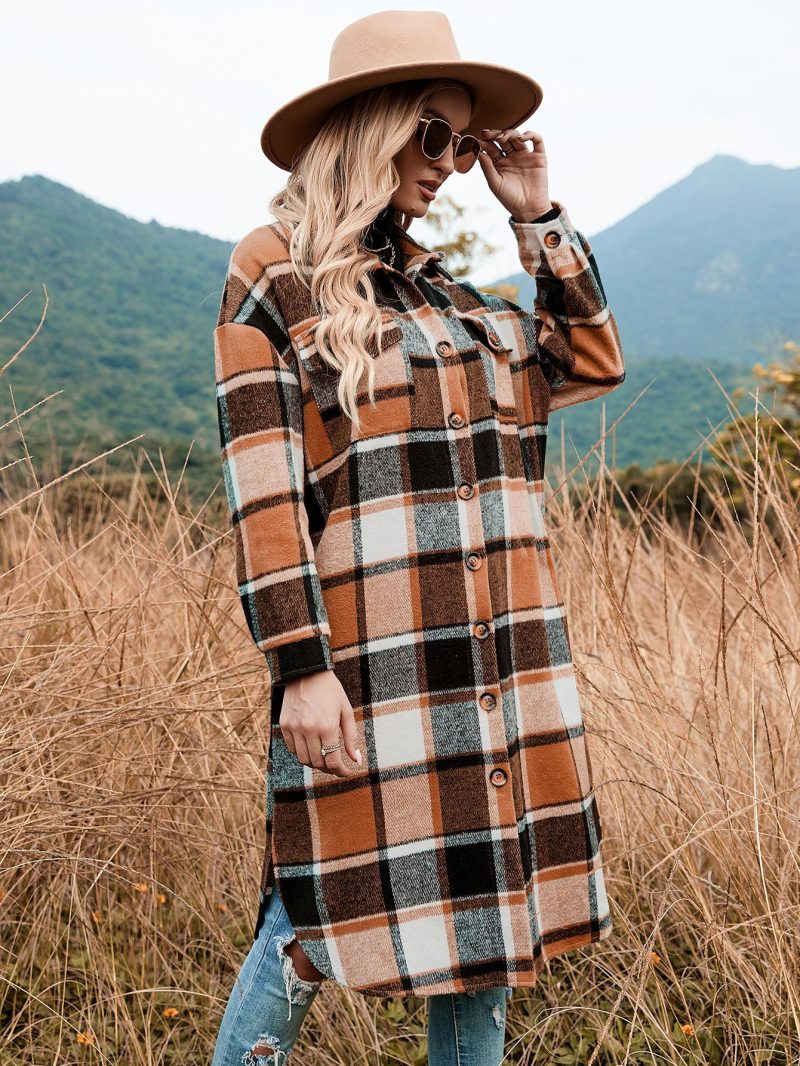 Plaid Trench Coat for Women - Image 3