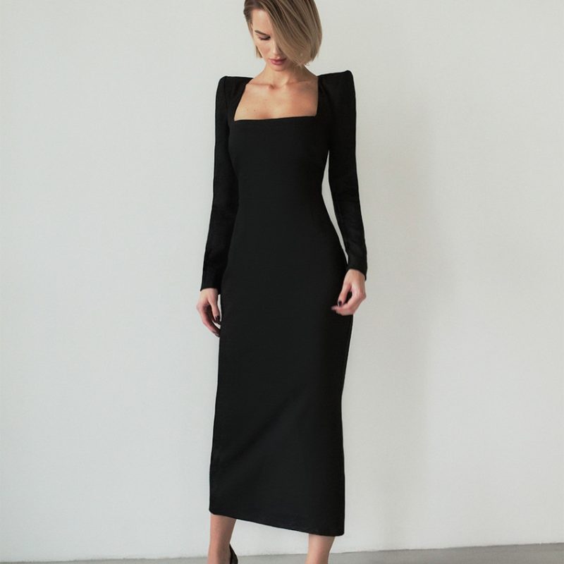 French Square Collar Maxi Dress - Image 4