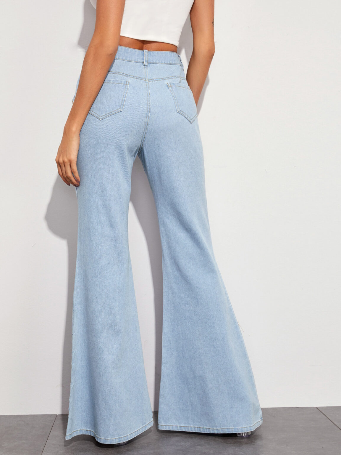 Casual Big Horn Wide Leg Denim Trousers - Image 5