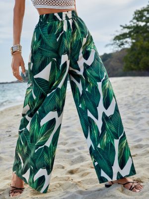 High Waist Print Wide Leg Pants