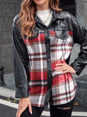 Plaid Shacket Coat for Women