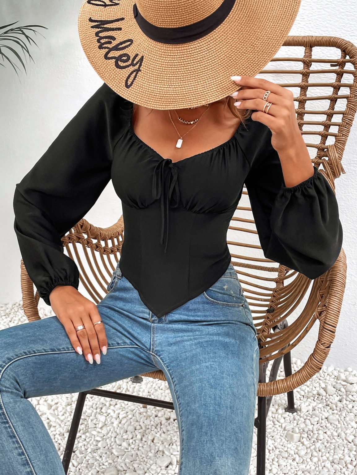 Slimming Puff Sleeve Bottoming - Image 5