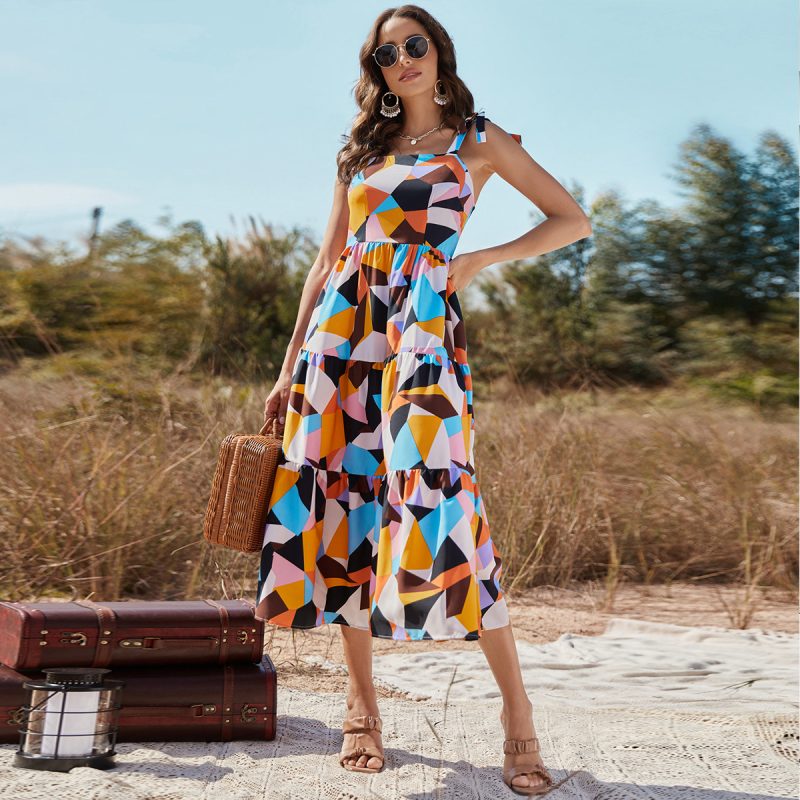 Geometric Cami Dress, Abstract Pattern - Image 5
