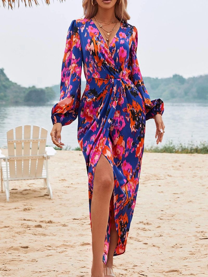 Colourful Printed Asymmetric Maxi Dress - Image 9