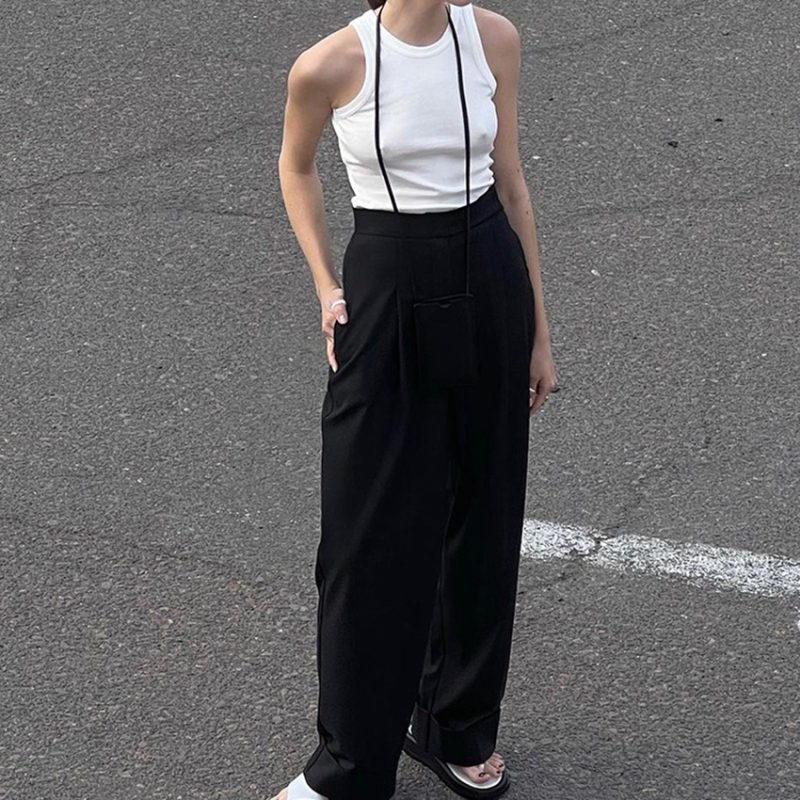 Black High Waist Wide Leg Pants - Image 4