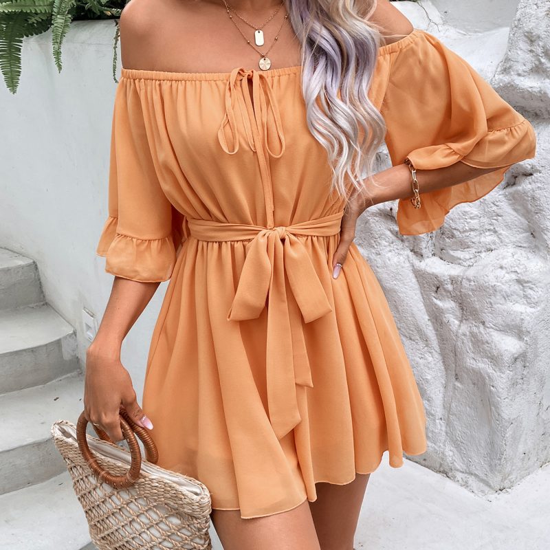 Ruffled Off-the-Shoulder Chiffon Romper - Image 4