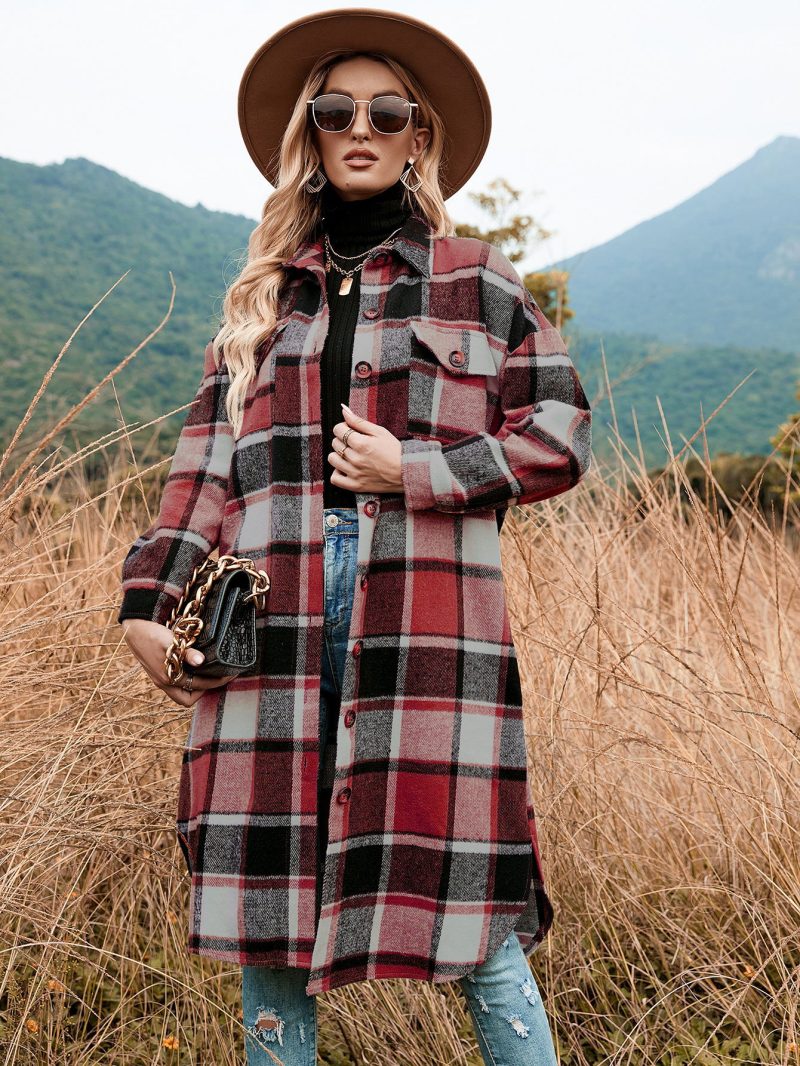 Plaid Trench Coat for Women - Image 4