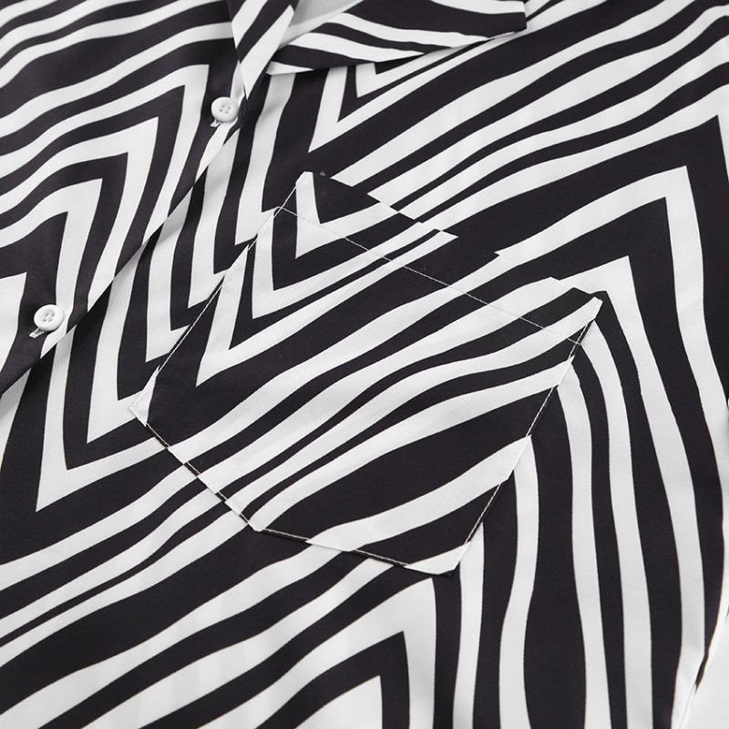 Black & White Striped Shirt and Trousers Set - Image 6