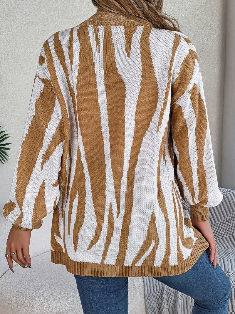 Zebra Pattern Cardigan Sweater Coat - Image 2