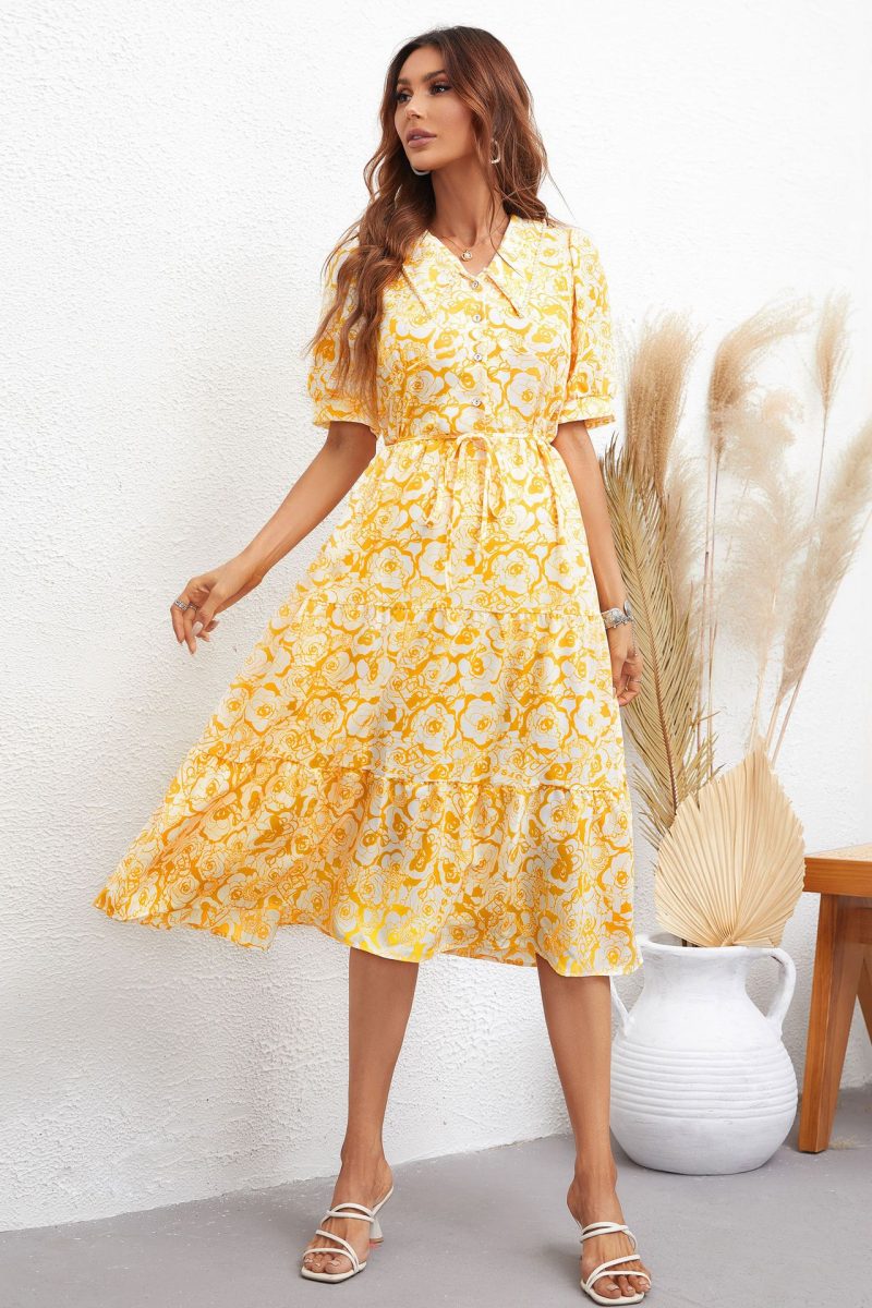 Printed High Waist Women's Dress - Image 3