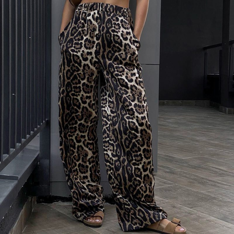 Leopard Print Wide Leg Trousers - Image 4