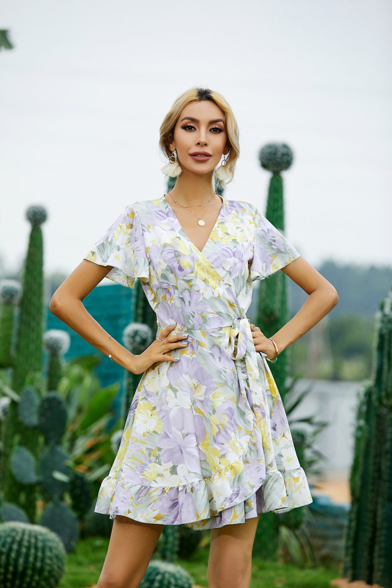 Light Purple One-Piece Short Dress - Image 6